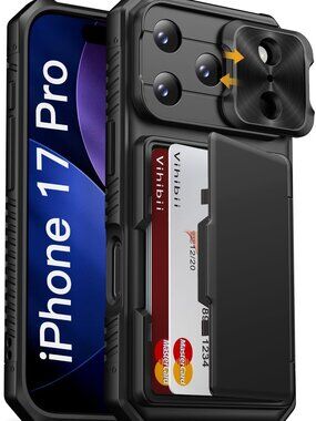 iPhone 17 Pro Case Wallet with Card Holder [RFID Blocking] & Slide Camera cover